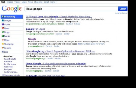 google search sidebar