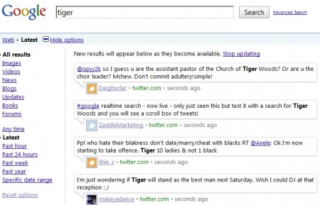google real time search