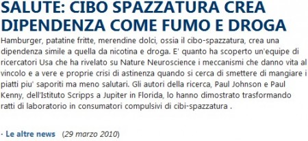 cibo spazzatura droga